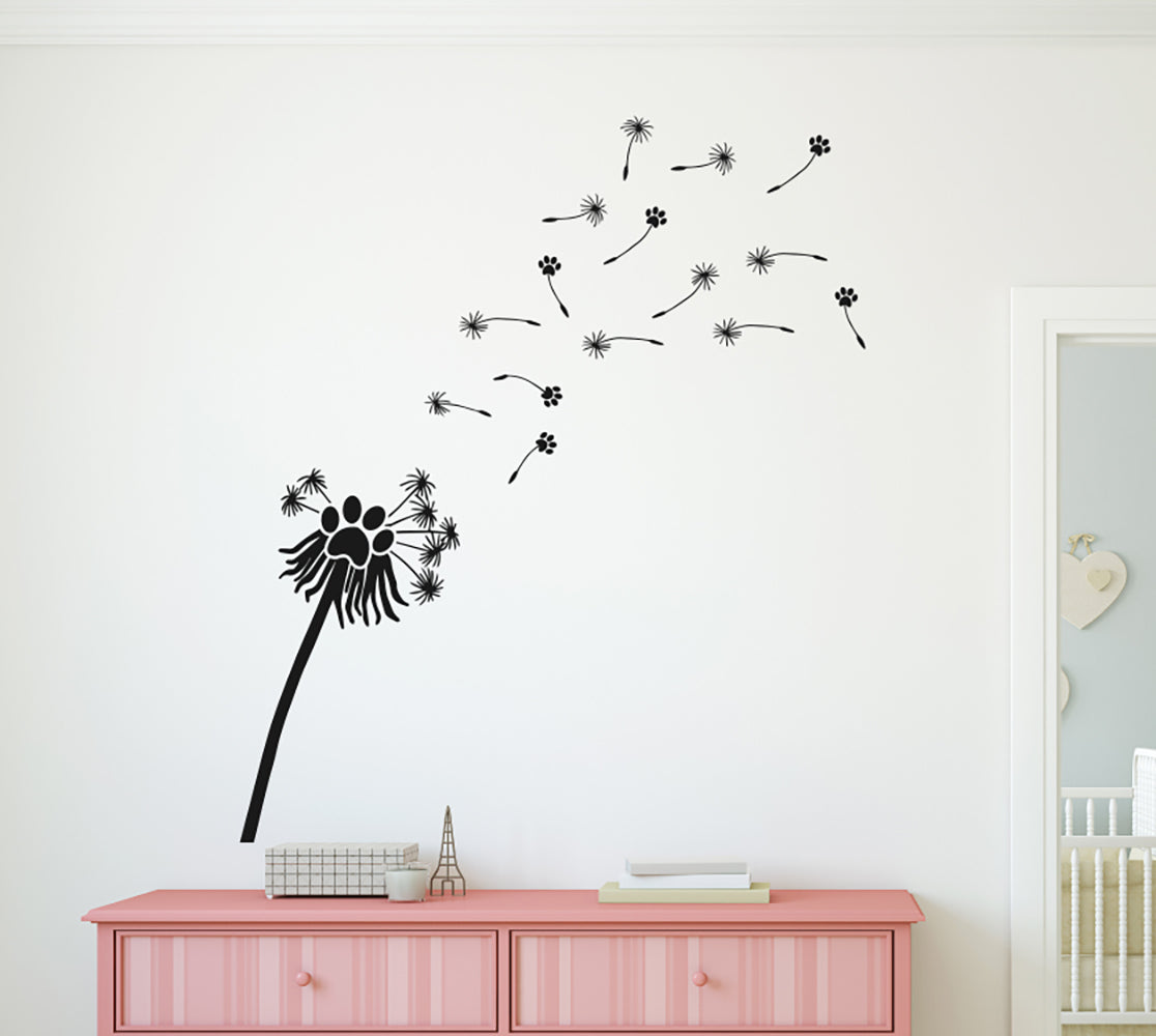 Dandelion Paw Prints Vinyl Wall Decal