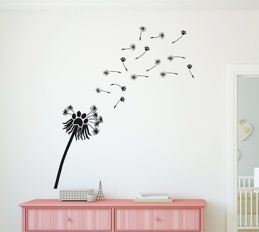 Dandelion Paw Prints Vinyl Wall Decal