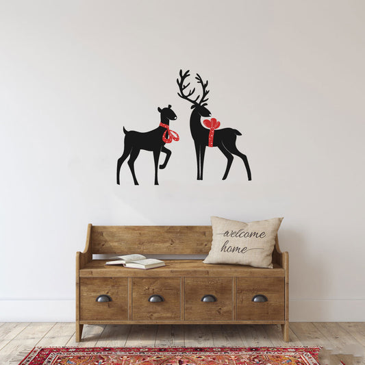 Christmas Deer Silhouette Vinyl Home Decor Wall Decal 