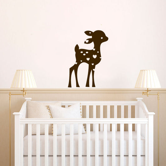 Deer Fawn Hearts Vinyl Home Decor Wall Decal 