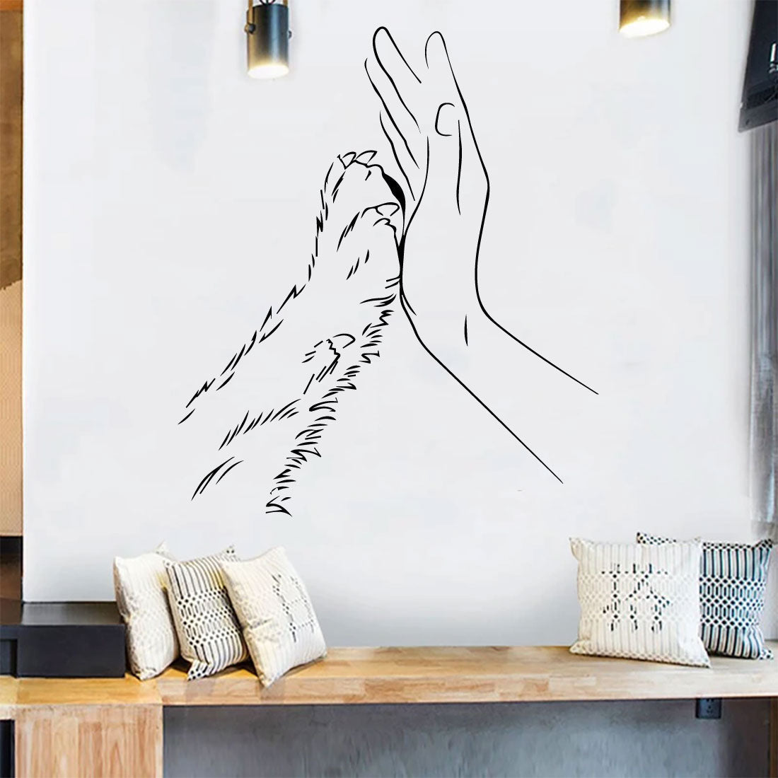 Dog Paw and Hand Vinyl Wall Decal