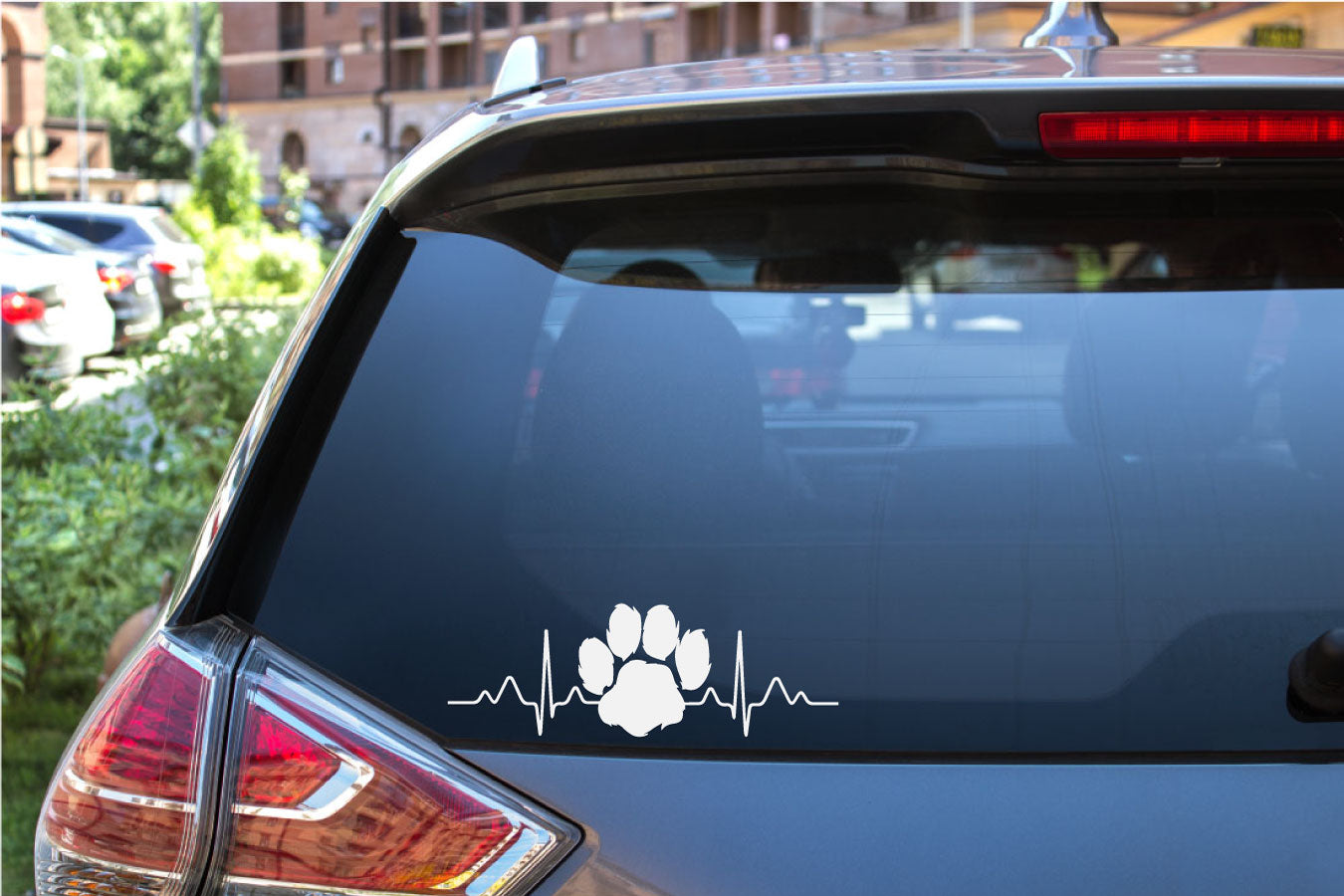 Dog Paw Print Heartbeat Vinyl Wall Decal