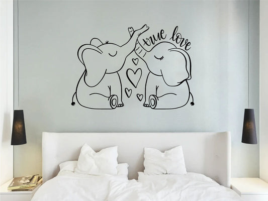 Elephants True Love Vinyl Wall Words Decal