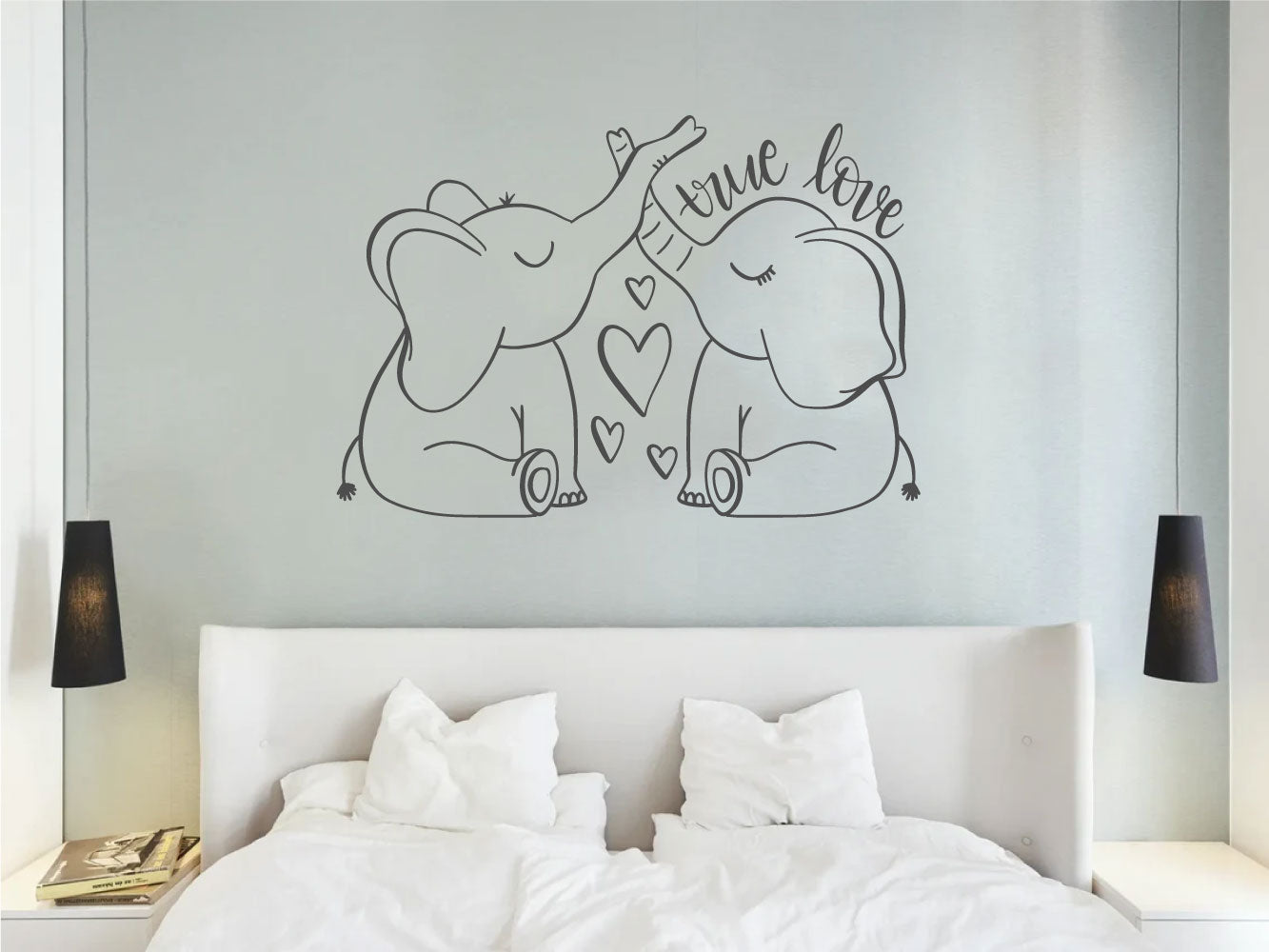 Elephants True Love Vinyl Wall Words Decal