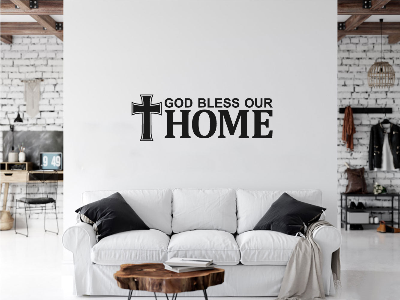 God Bless Our Home Vinyl Home Decor Wall Decal Words 