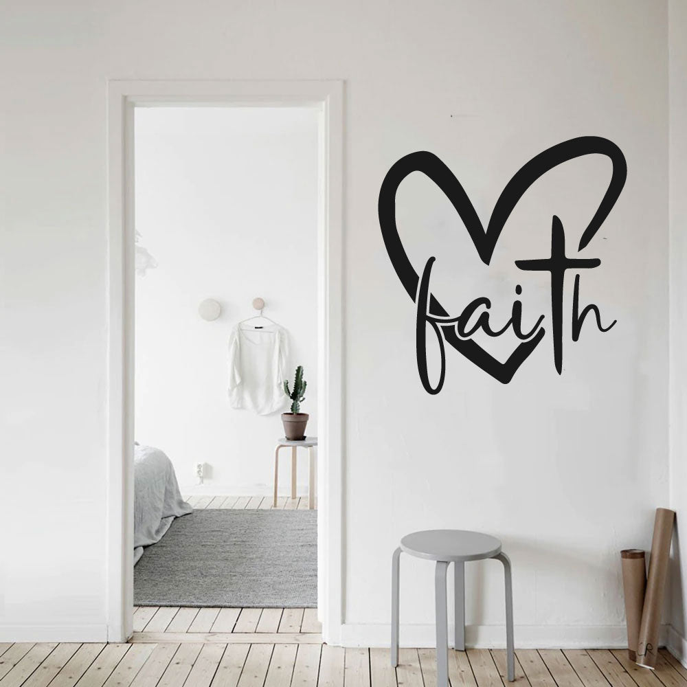 Faith Heart Cross Vinyl Wall Decal