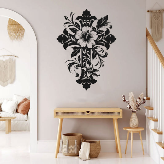 Floral Cross Vinyl Wall Decal