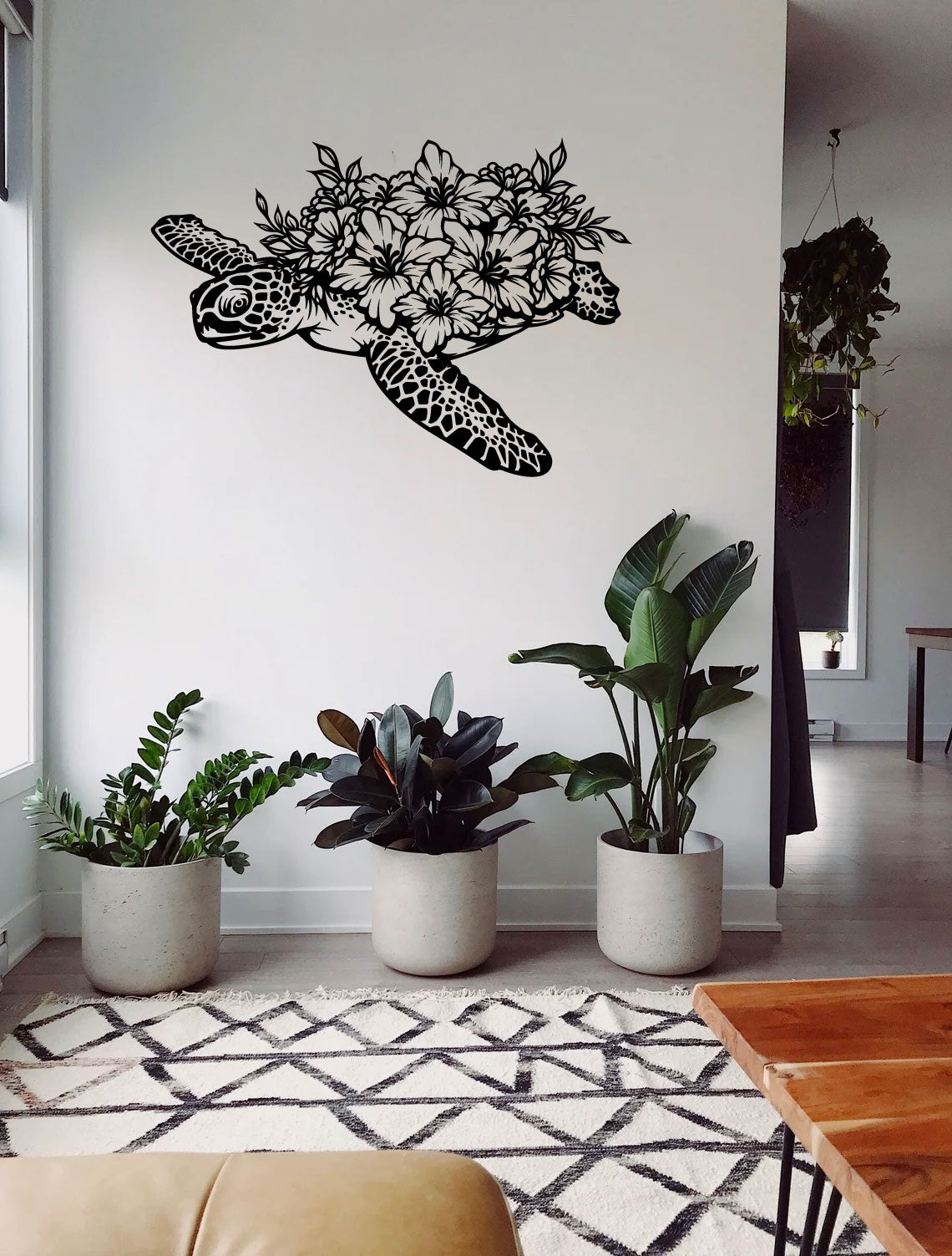 Floral Sea Turtle Vinyl Wall Decal