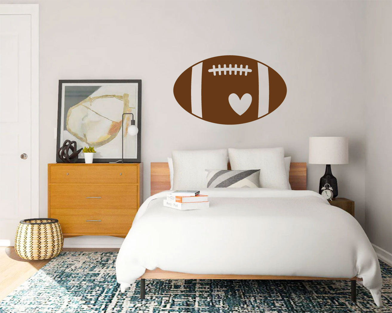 Football Heart Vinyl Wall Decal