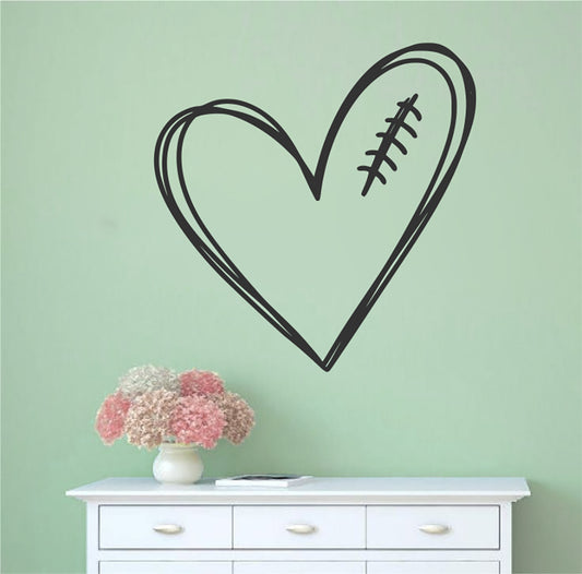 Football Heart Vinyl Wall Decal