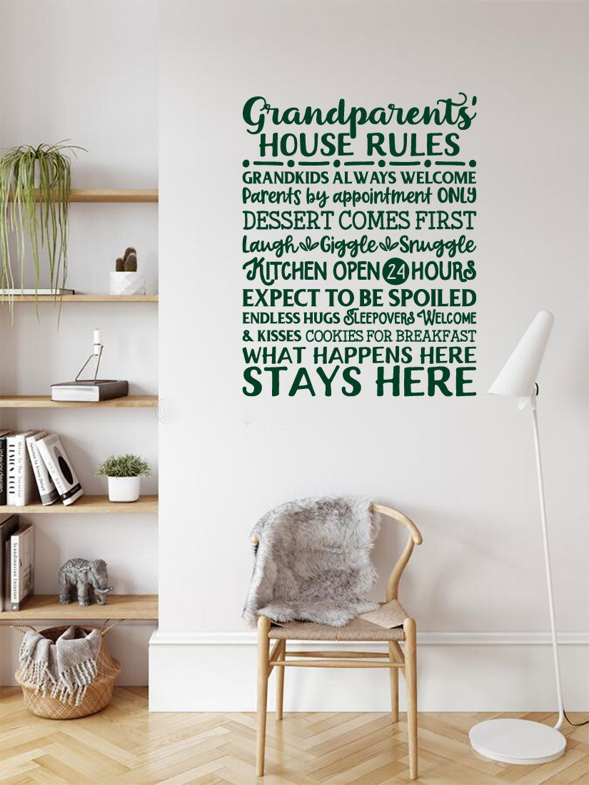 Grandparent's House Rules Vinyl Wall Words Decal