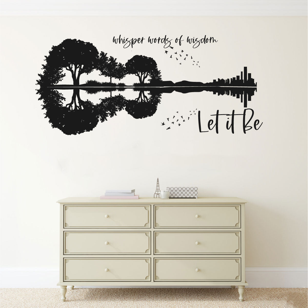 Whisper Words of Wisdom Guitar Tree Scene Silhouette Vinyl Wall Decal