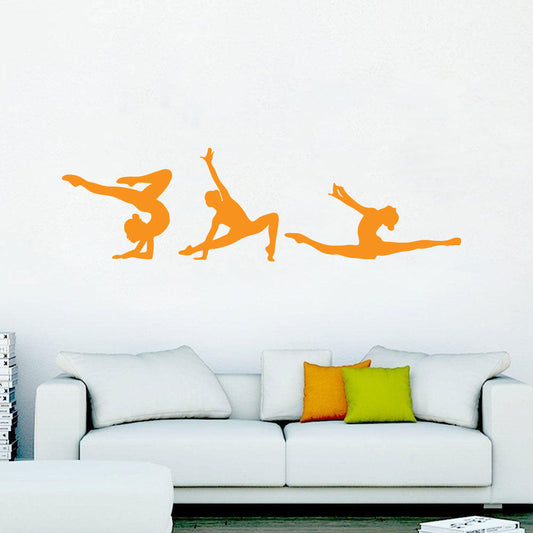 Gymnast Silhouettes Set of 3 Gymnastics Vinyl Home Decor Wall Decal 