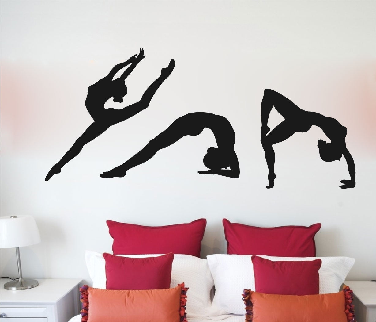 Gymnast Silhouettes Set of 3 Gymnastics Vinyl Home Decor Wall Decal 