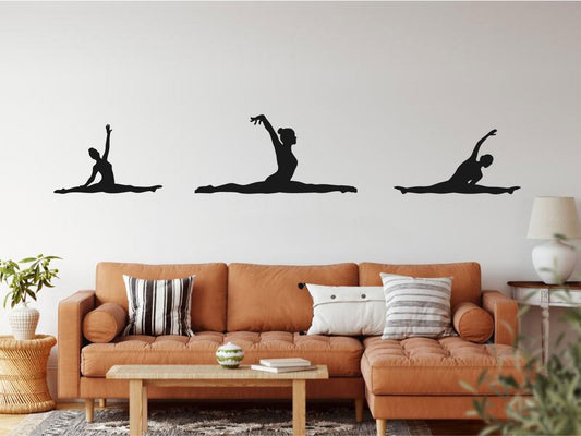 Gymnast Silhouettes Set of 3 Gymnastics Vinyl Home Decor Wall Decal 