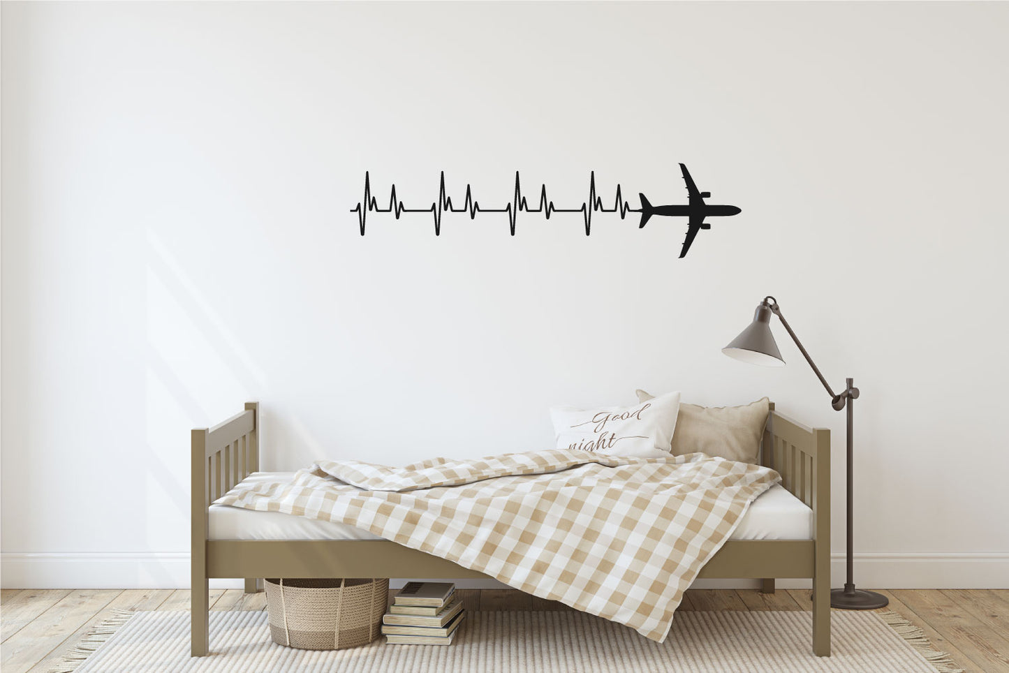 A-320 Airplane Silhouette Heartbeat Vinyl Wall Decal