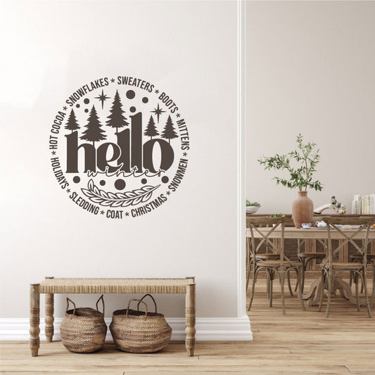 Hello Winter Christmas Vinyl Wall Decal