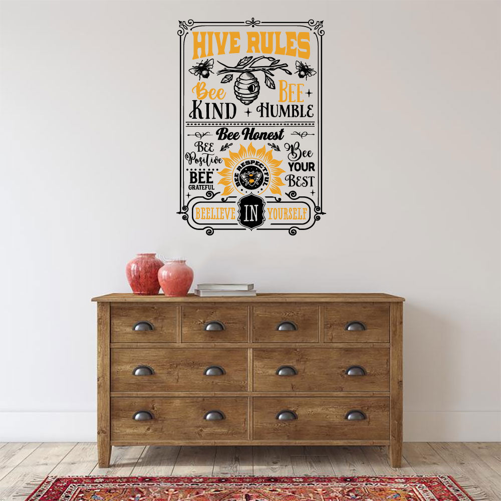 Hive Rules Vinyl Wall Decal Home Decor Words 