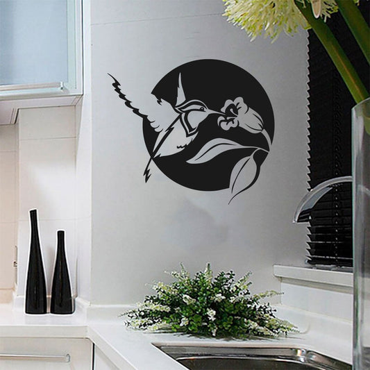 Hummingbird and Flower Vinyl Wall Decal