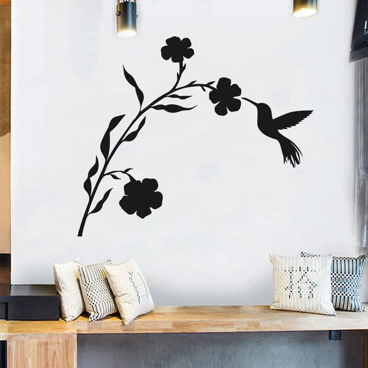 Hummingbird and Flower Vinyl Wall Decal