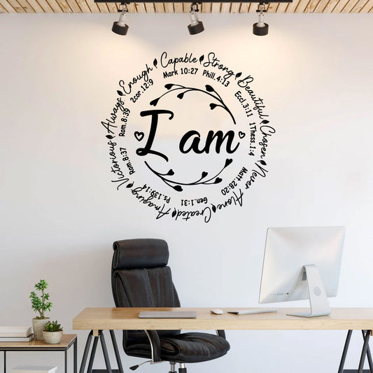 I Am Enough Capable Strong Beautiful Chosen Vinyl Wall Words Decal