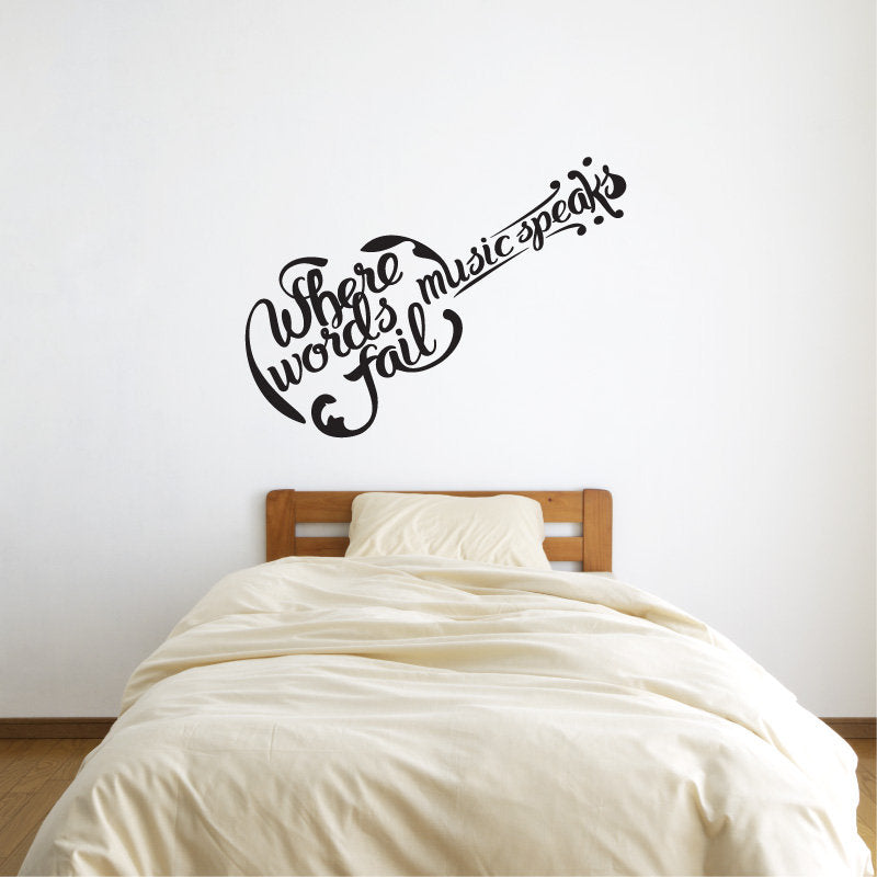 Where Words Fail Music Speaks Guitar Vinyl Home Decor Wall Decal 