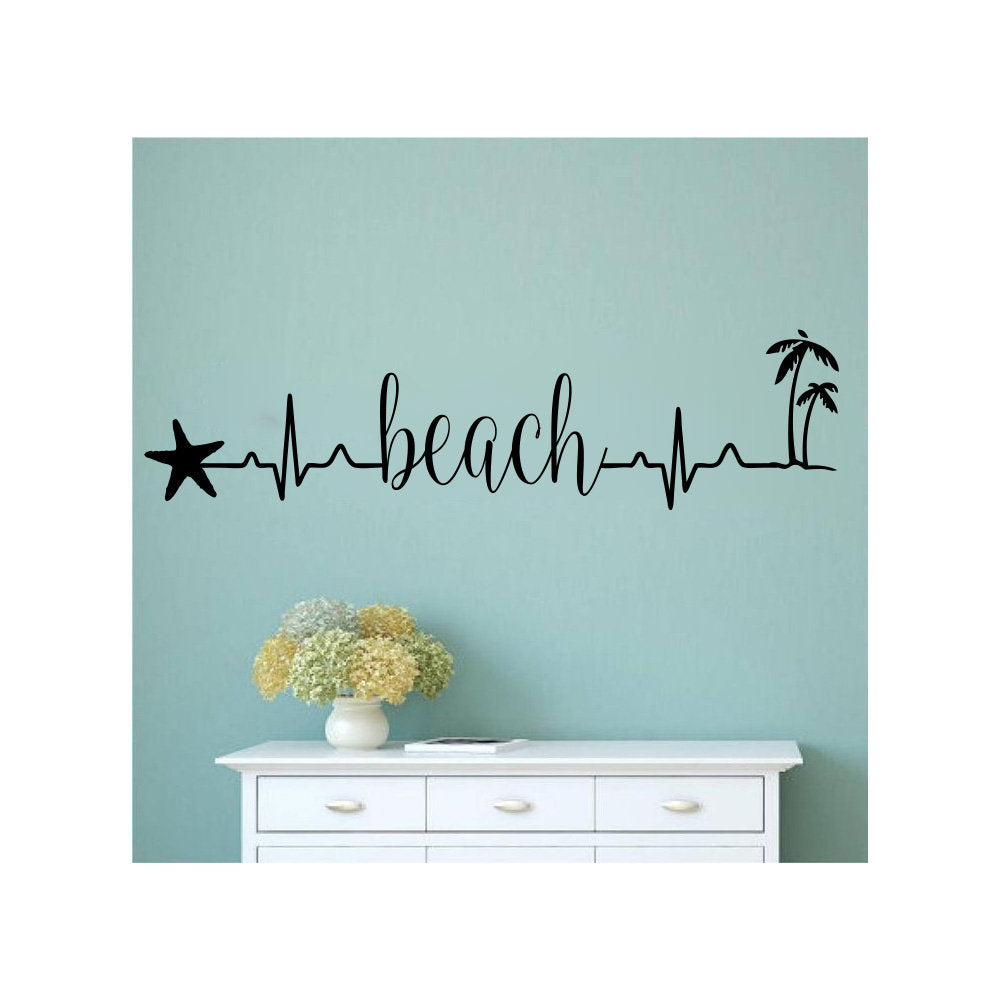 Beach Heartbeat Vinyl Home Decor Wall Decal 