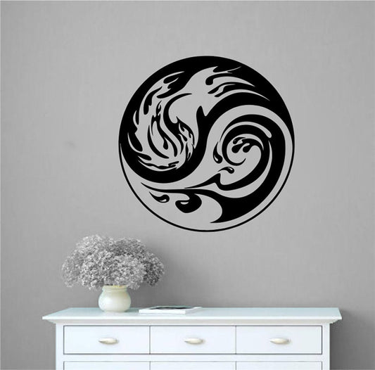 Yin Yang Fire and Ice Vinyl Home Decor Wall Decal 