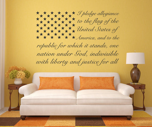 Pledge of Allegiance USA American Flag Vinyl Home decor Wall Decal