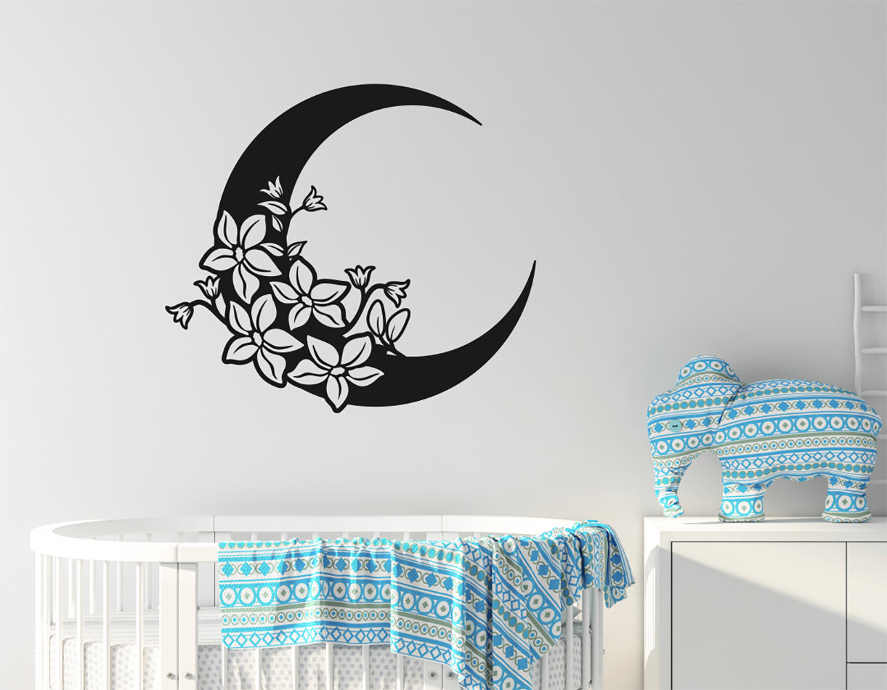 Moon and Flowers Vinyl Home decor Wall Decal 