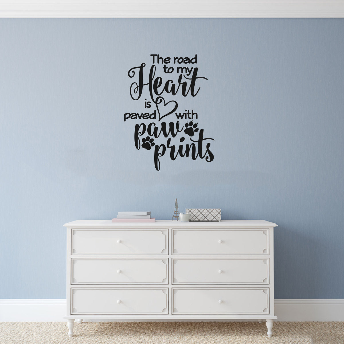 The Road To My Heart Is Paved With Paw Prints Dog Vinyl Home Decor Wall Decal 