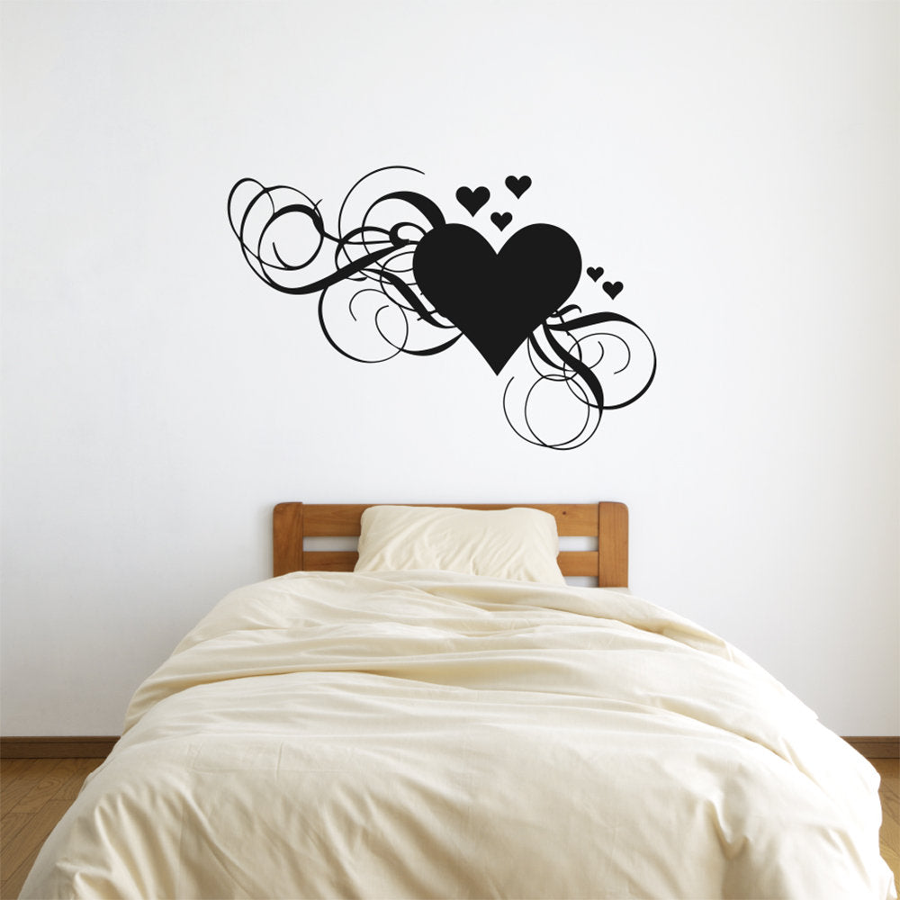 Heart Swirls Vinyl Home Decor Wall Decal Words 