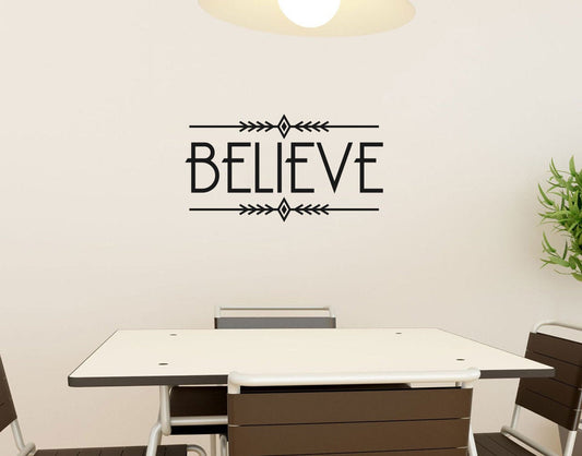 Believe Vinyl Home Decor Wall Decal Words 