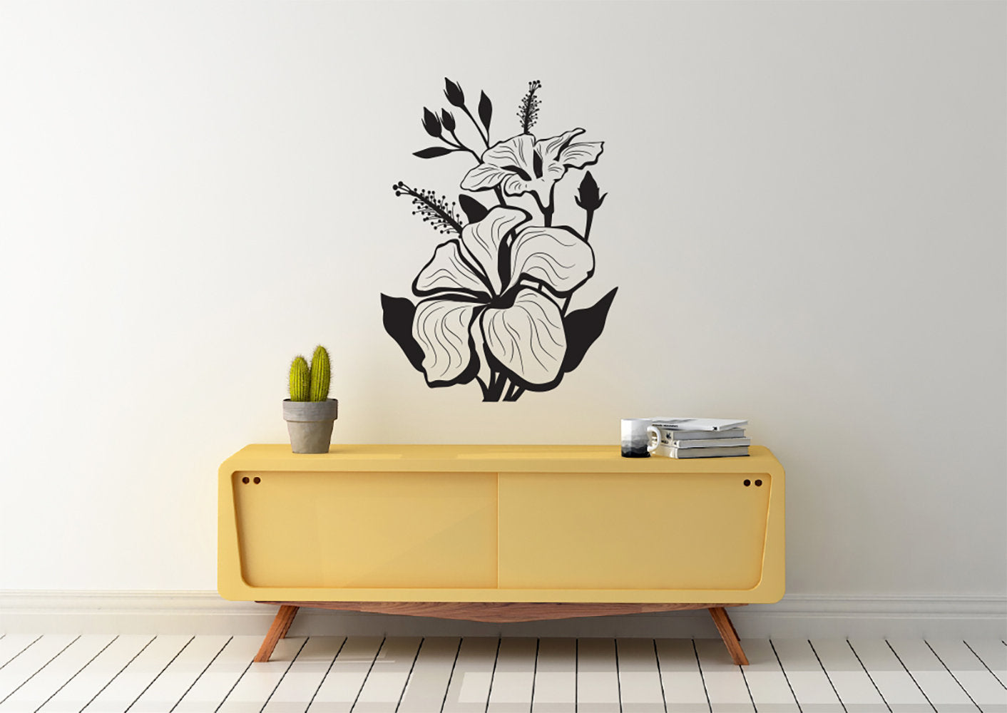 Tropical Hibiscus Flowers Vinyl Home Decor Wall Decal 