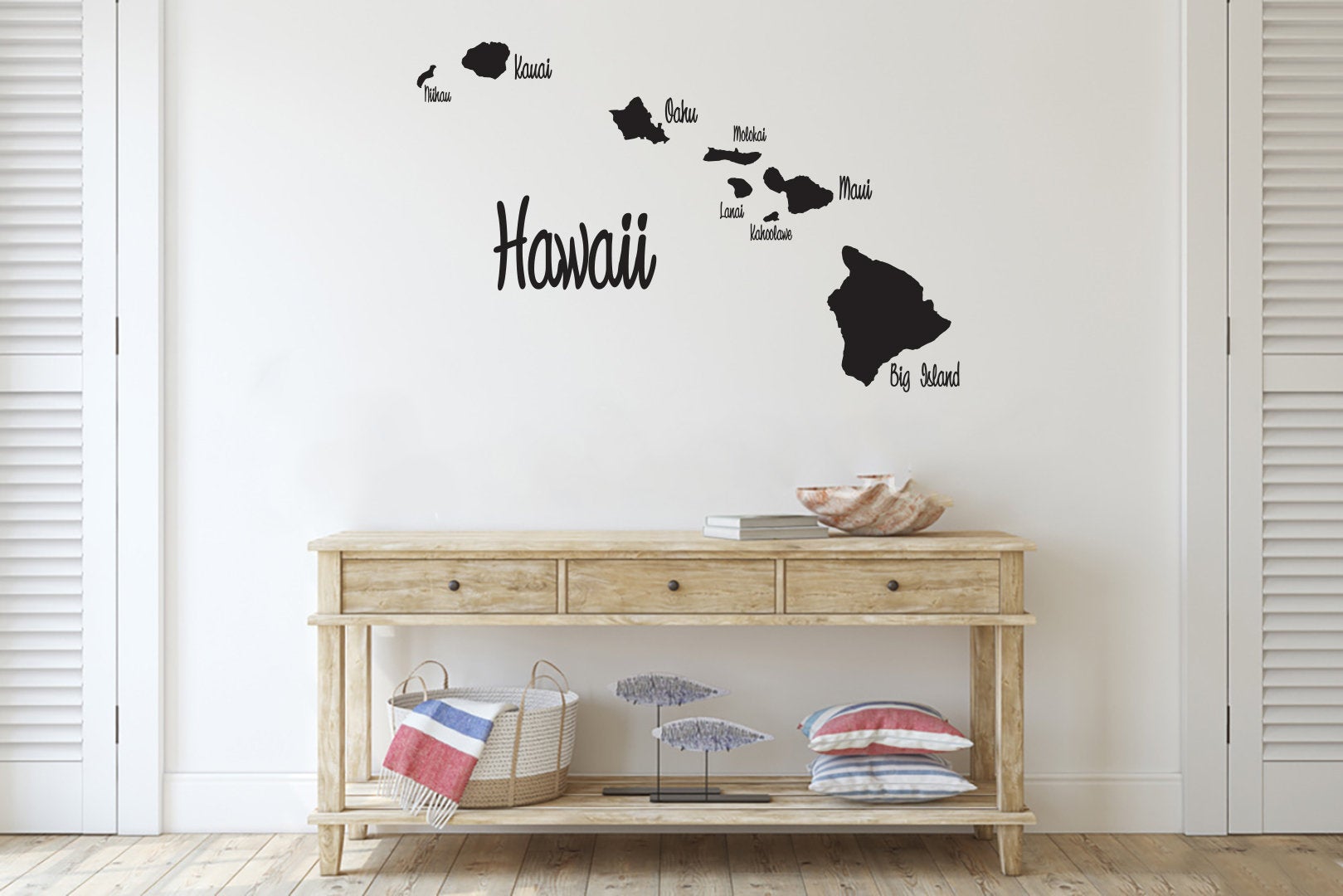 Hawaii Hawaiian Islands Map Silhouette Vinyl Home Decor Wall Decal 