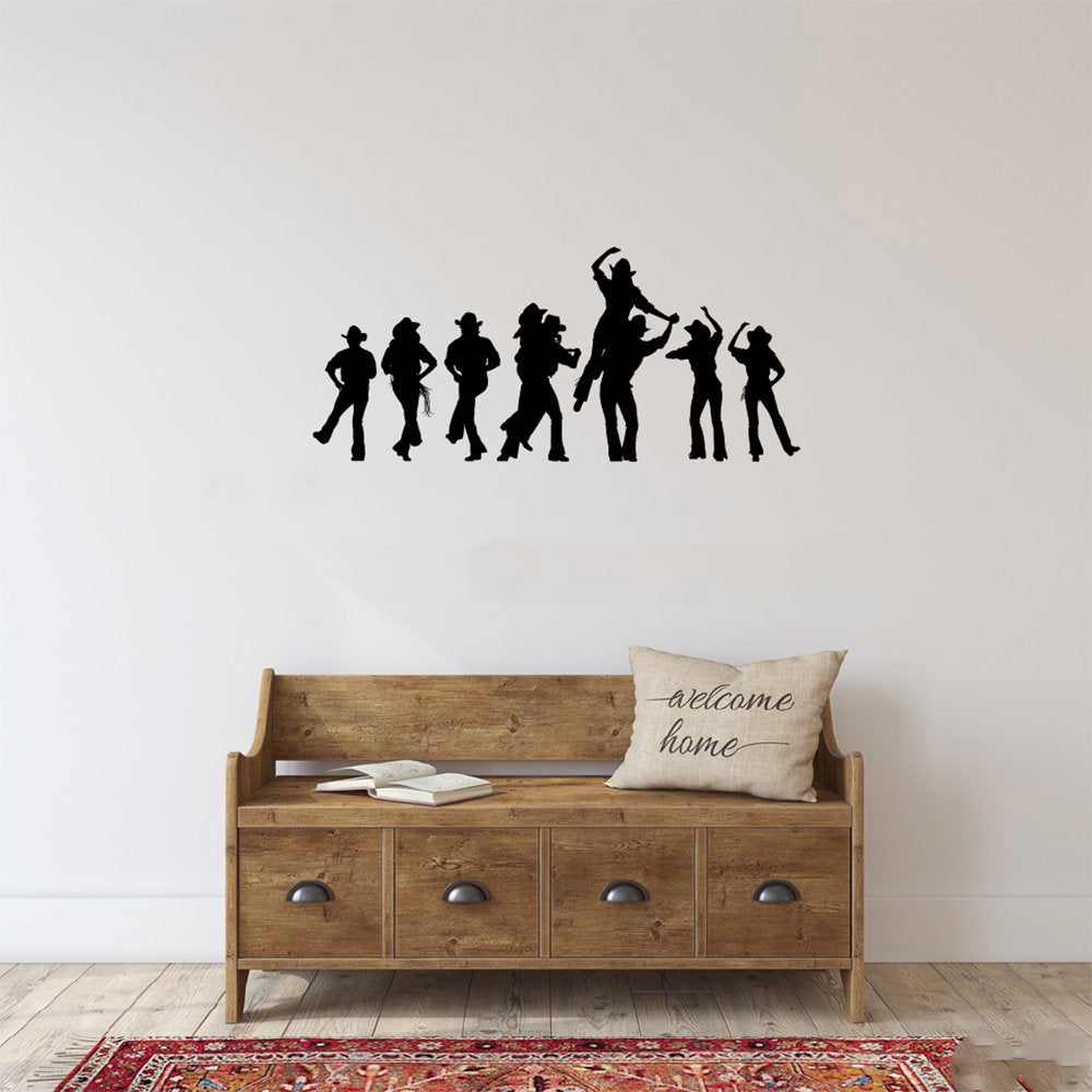 Country Line Dancer Silhouettes Vinyl Home Decor Wall Decal 