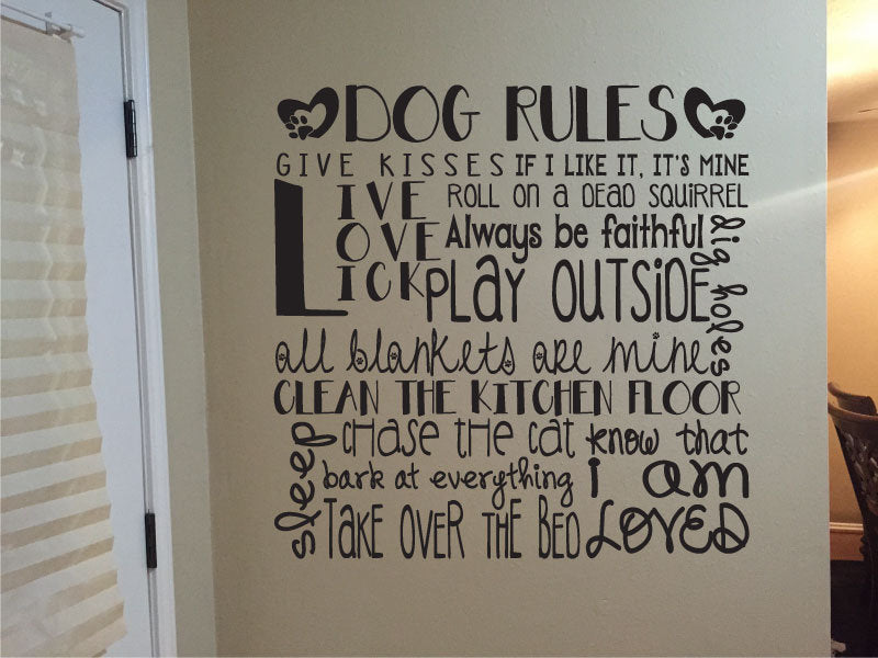 Dog Rules Vinyl Home Decor Wall Decal Words 