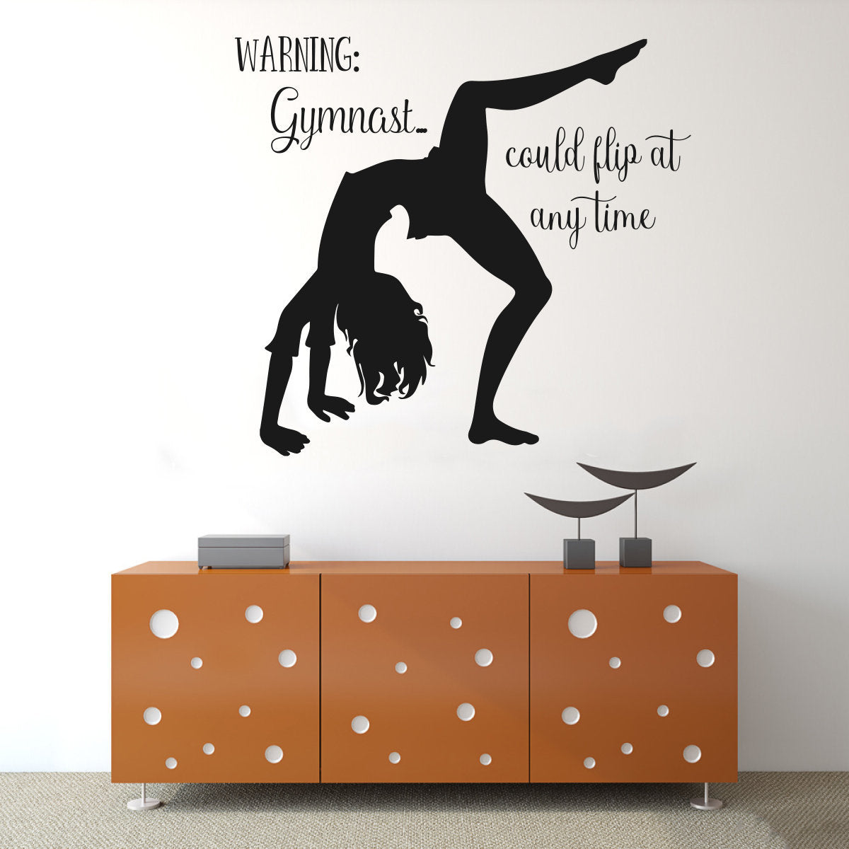 Warning Gymnast Could Flip At Any Time Home decor Wall Decal 