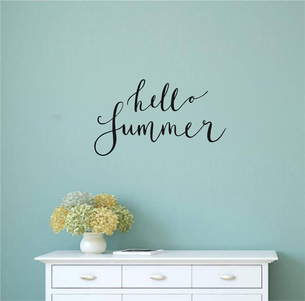 Hello Summer Vinyl Home Decor Wall Decal Words 