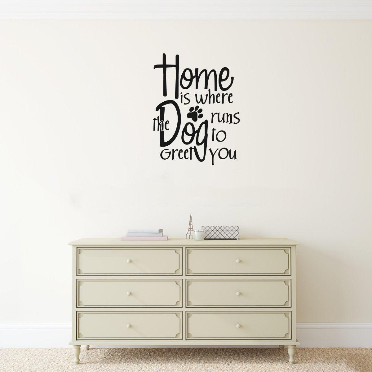 Home Is Where The Dog Runs To Greet You Vinyl Home Decor Wall Decal Words 