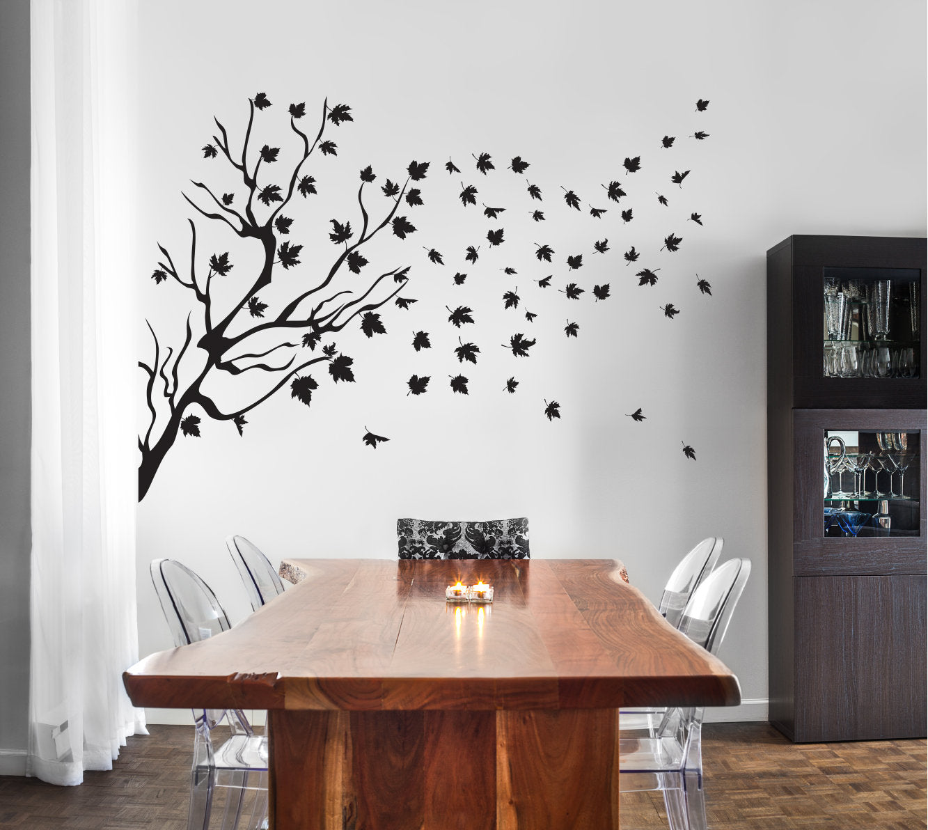 Maple Tree Branch and Leaves Vinyl Home Decor Wall Decal 