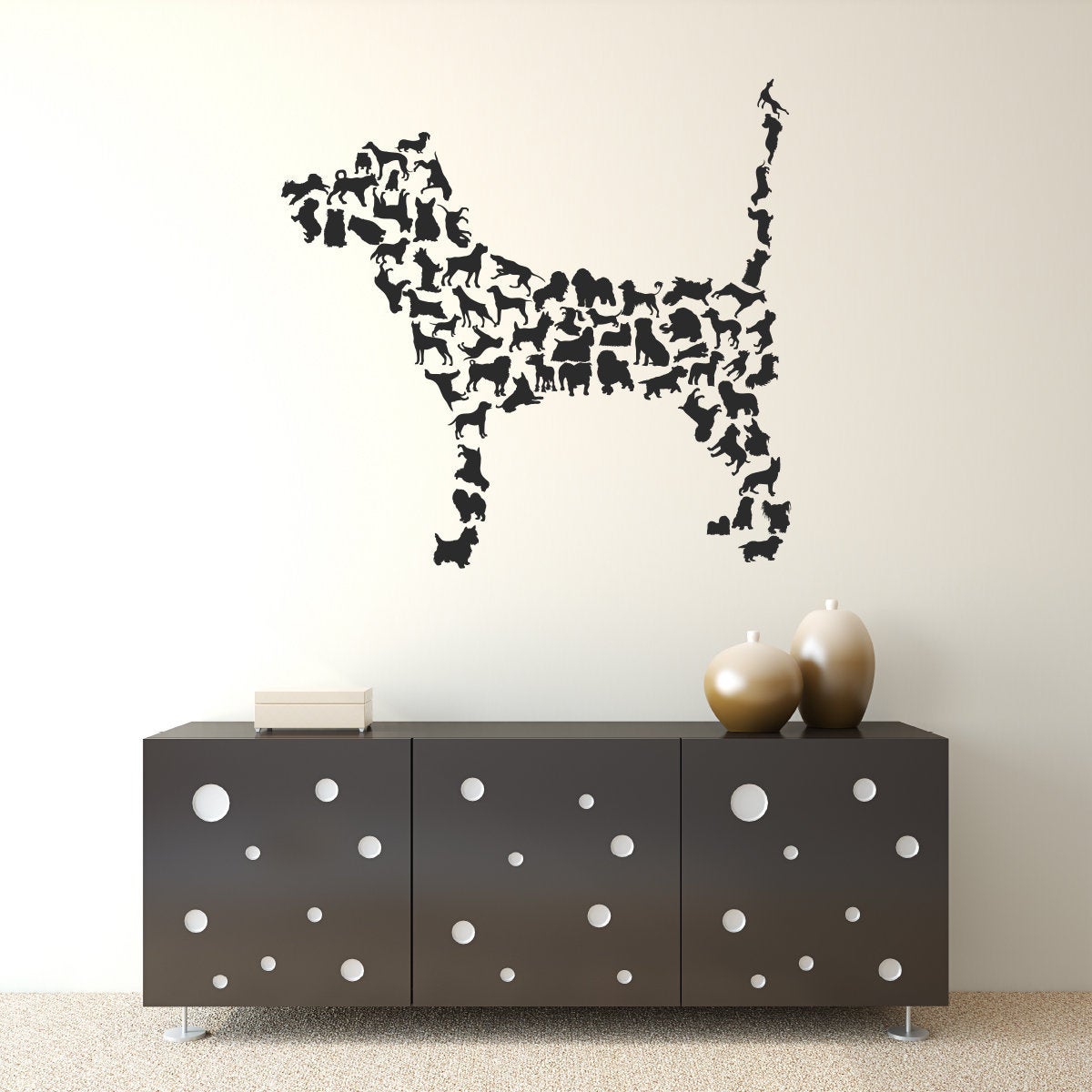 Dog Silhouettes Shaped Like A Dog Vinyl Home Decor Wall Decal 