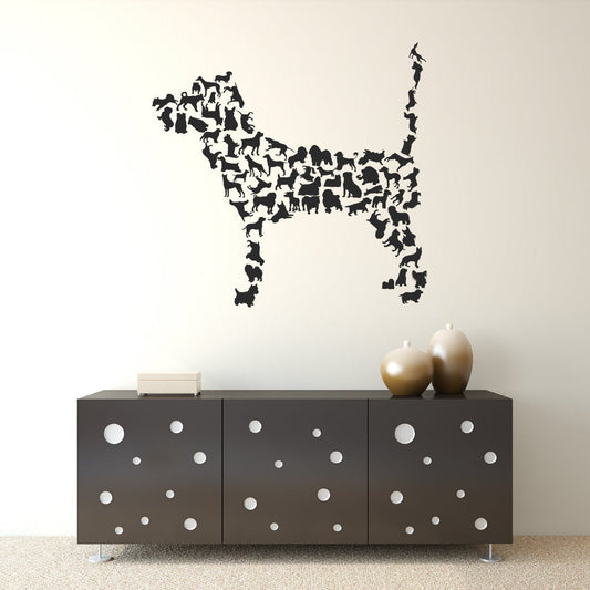 Dog Silhouettes Shaped Like A Dog Vinyl Home Decor Wall Decal 