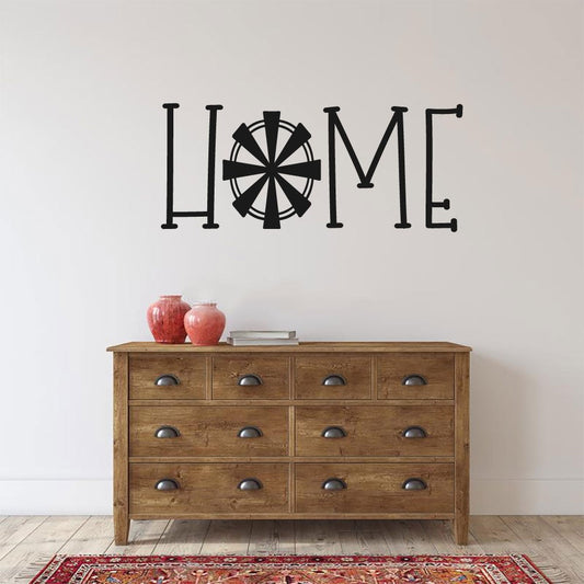 Home with Windmill Vinyl Home Decor Wall Decal Words 