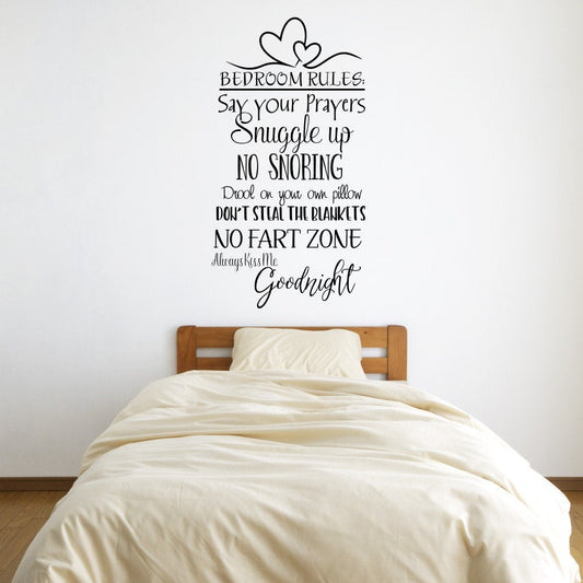 Bedroom Rules Vinyl Home Decor Wall Decal Words 