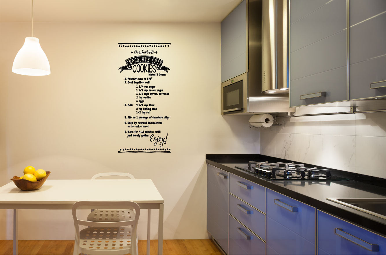 Chocolate Chip Cookies Recipe Kitchen Vinyl Home Decor Wall Decal Words 