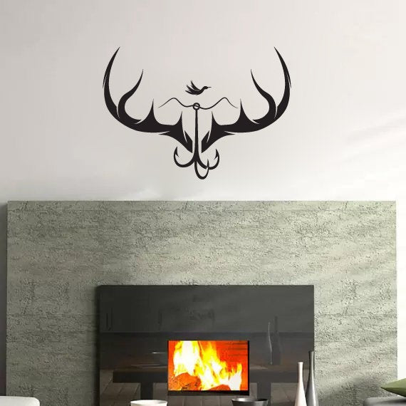 Antlers Fish Hooks and Duck Vinyl Home Decor Wall Decal 