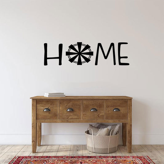 Home with Windmill Vinyl Home Decor Wall Decal Words 