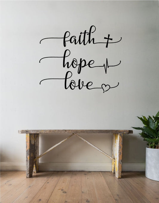 Faith Hope Love Vinyl Home Decor Wall Decal Words 