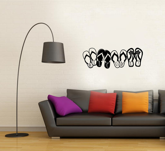 Welcome Flip Flops Vinyl Home Decor Wall Decal Words 